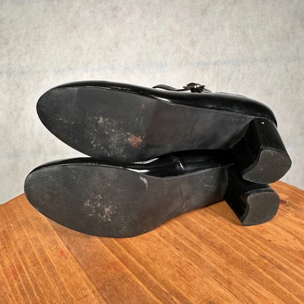 Funtasma Mary Jane Heels Women Size 8 Black Good Patent Block Heel Pump